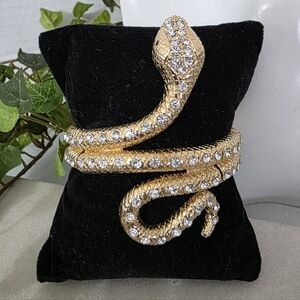 Vintage Statement Gold  Snake Bracelet with Rhinestone